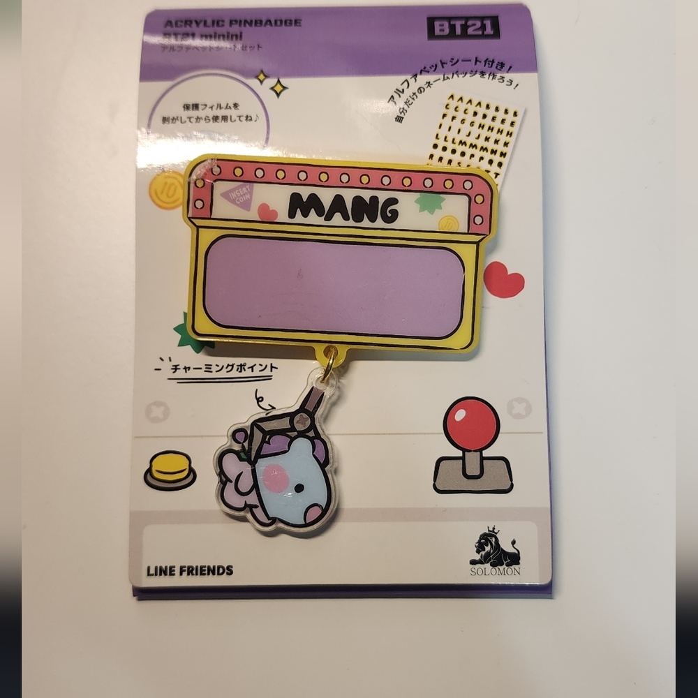 BT21 Mang Pin Badge with Stickers NWT